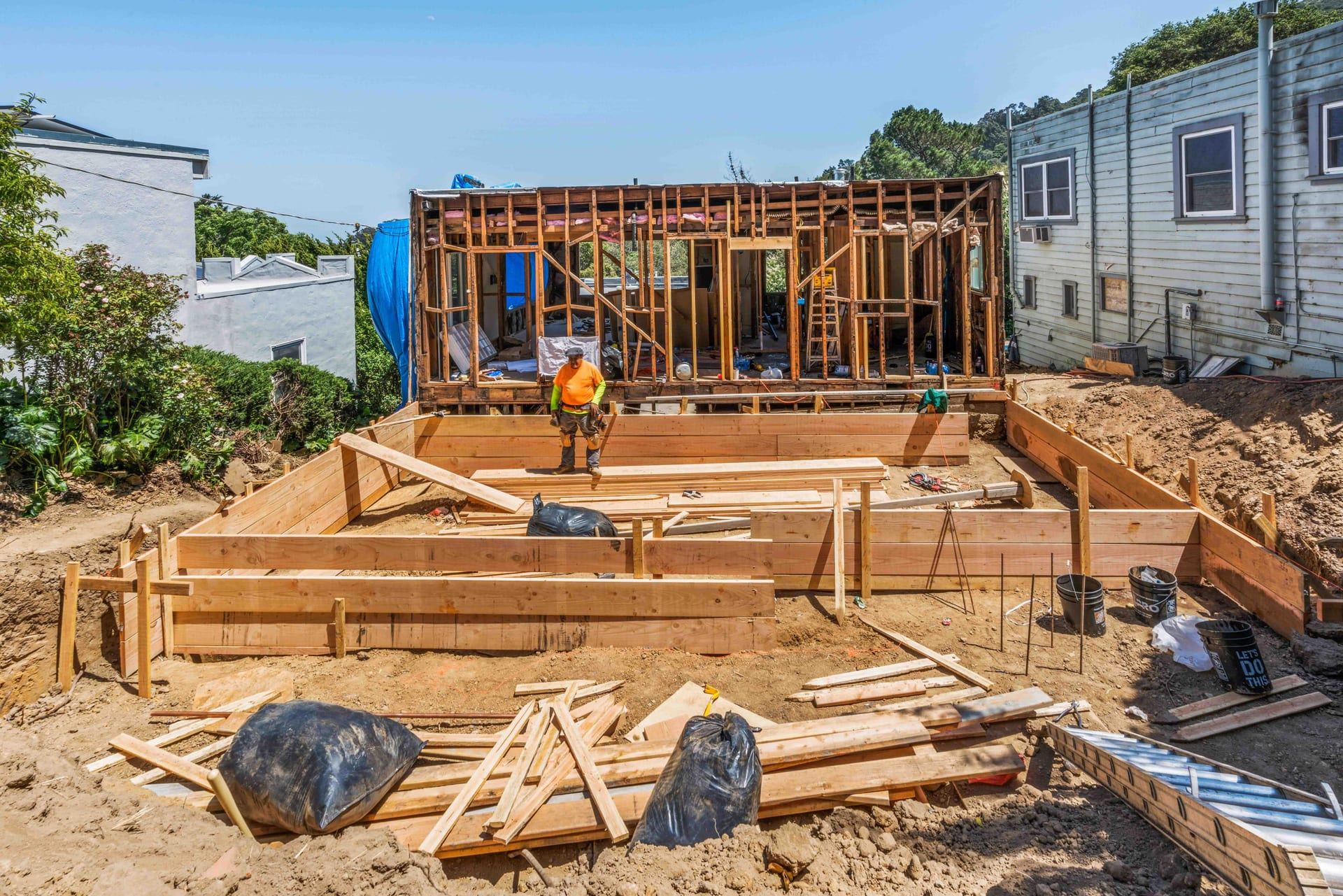 Foundation construction for major rear home addition