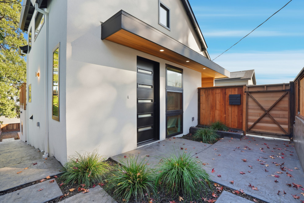 Modern ADU Exterior with Wood Entry Canopy | Brisbane