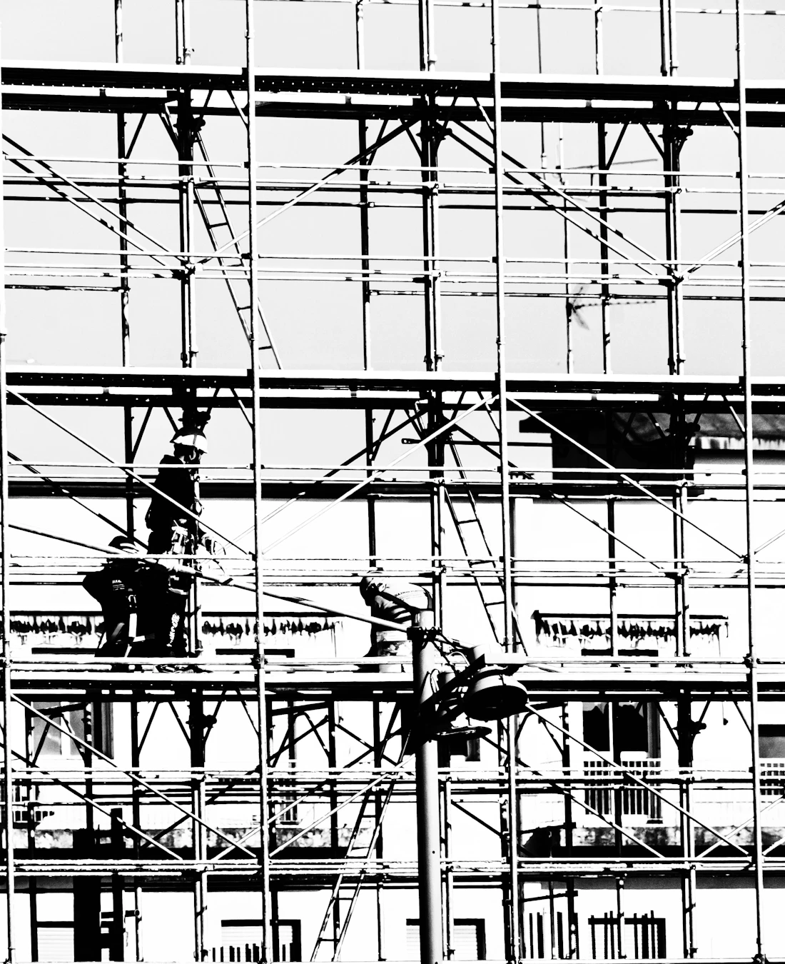 Scaffold crew working on a large installation